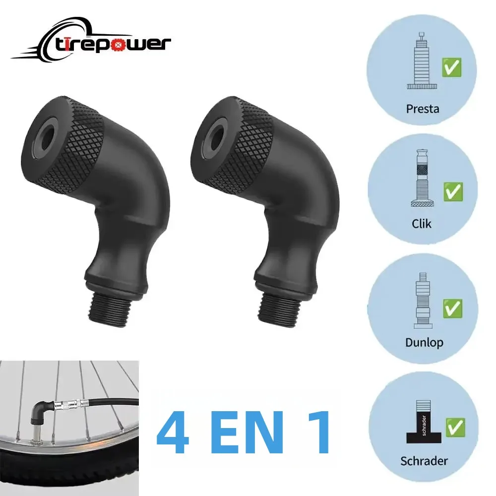 Ctrepower Bomba de Bicicleta Portátil 4 en 1 con Adaptador de Válvula VC y Conector de Aire para Válvulas Presta, Schrader, Dunlop y Clik, para Inflar Bicicletas y Balones