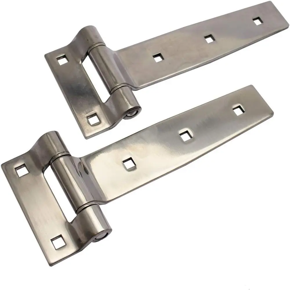 

8 Stainless Steel Heavy-Duty Strap Hinges for Garage, Barn, Gates, Sheds, Cargo Boxes, and Trailers (2-Pack, Silver)
