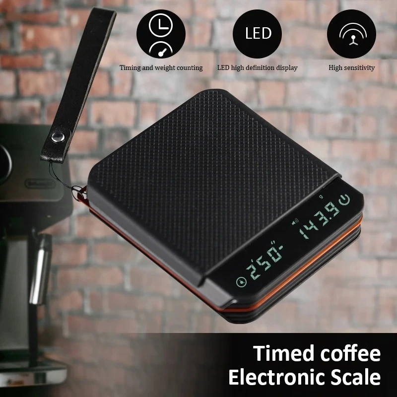 

Kitchen Scale Coffee Accessories 2Kg/0.1G Accuracy Rechargeable Portable High-Precision Coffee Scale With Timer