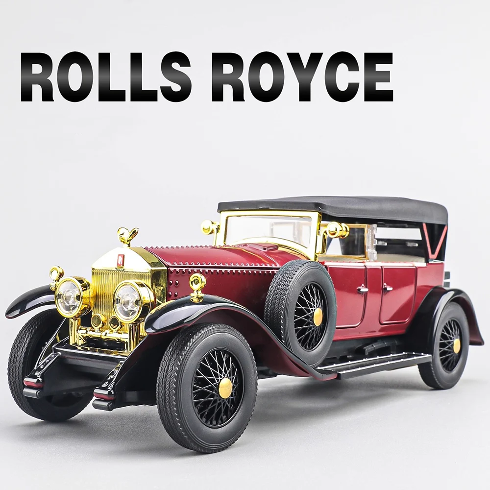 1:24 لفات رويس فانتوم سيارات عتيقة ألعاب نماذج مصغرة سبيكة دييكاست مع التراجع الصوت ضوء المركبات للأطفال هدايا