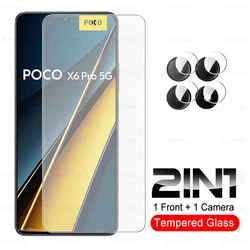 2in1 Matte Protective Glass For Xiaomi Poco X6 Pro Camera Tempered Glass Poxo Little X6Pro PocoX6 PocoX6Pro 5G Screen Protector