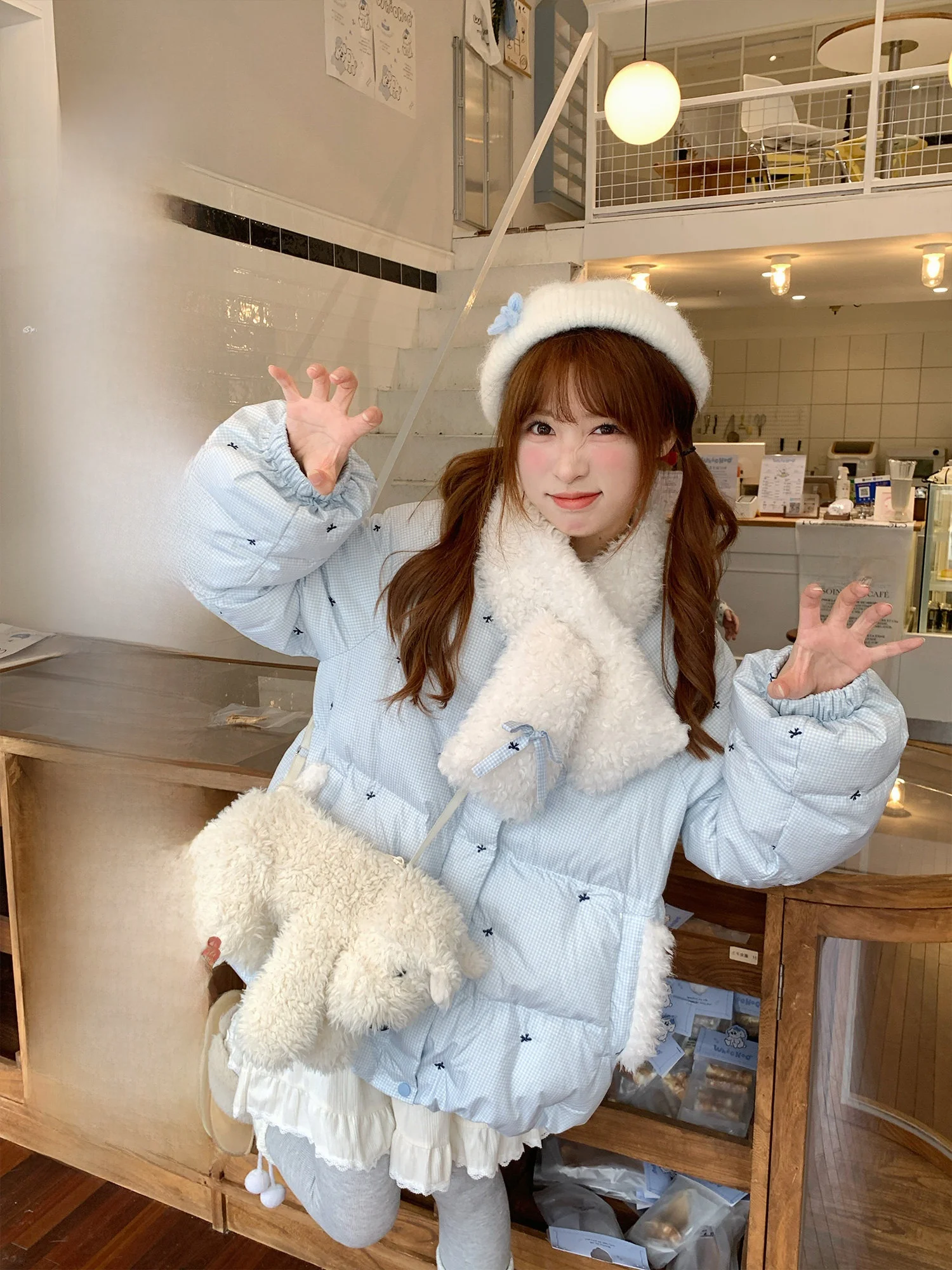 

BibiBency Women's Thiened Winter Jaet Du down Puffer Coat Warm Flud Design New National Stand 90% White Du down