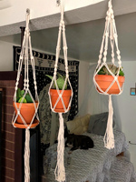 Macrame Handmade Plant Hanger Baskets Flower Pots Holder Balcony Hanging Decoration Knotted Lifting Rope Home Garden Supplies