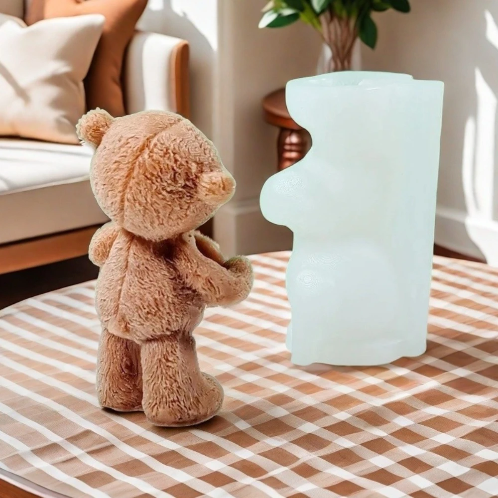 Express Love Bear Silicone Mold for Candle Making Tool 3D Animal Soap Resin Plaster Mould Valentine\'day Scent Gift Wedding Decor