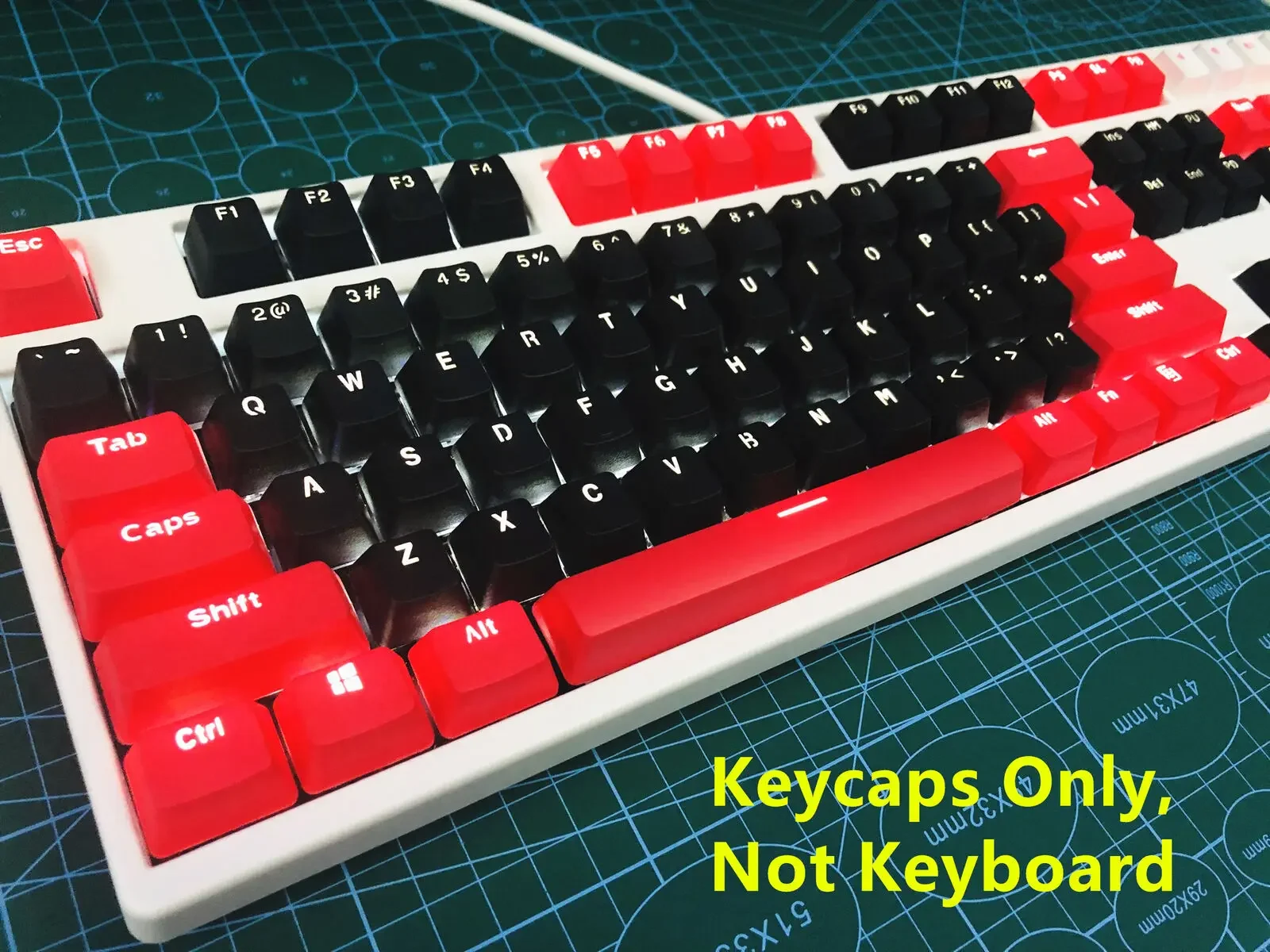 

87/104 Keys Doubleshot Black-Red PBT Backlit Keycap ANSI KeyCaps for Cherry MX Mechanical Keyboard