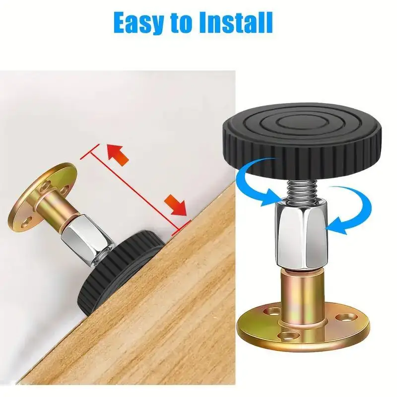 4 قطع من وسادات أرجل الأثاث المعدنية القابلة للتعديل، مثبتات حائط داعمة تلسكوبية ذاتية اللصق، سدادة إطار سرير مضادة للتجرف #4
