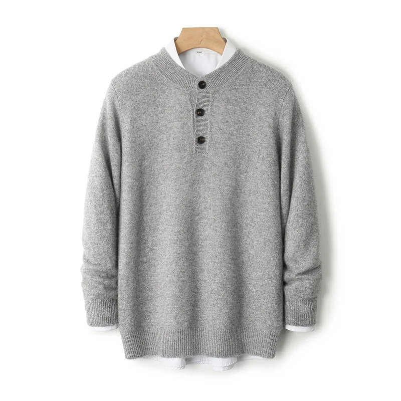 

Thickened% Wool Sweater Round Neck Men'S Pullover Sweater Autumn Winter New Casual Style Long Sleeve Base Shirt