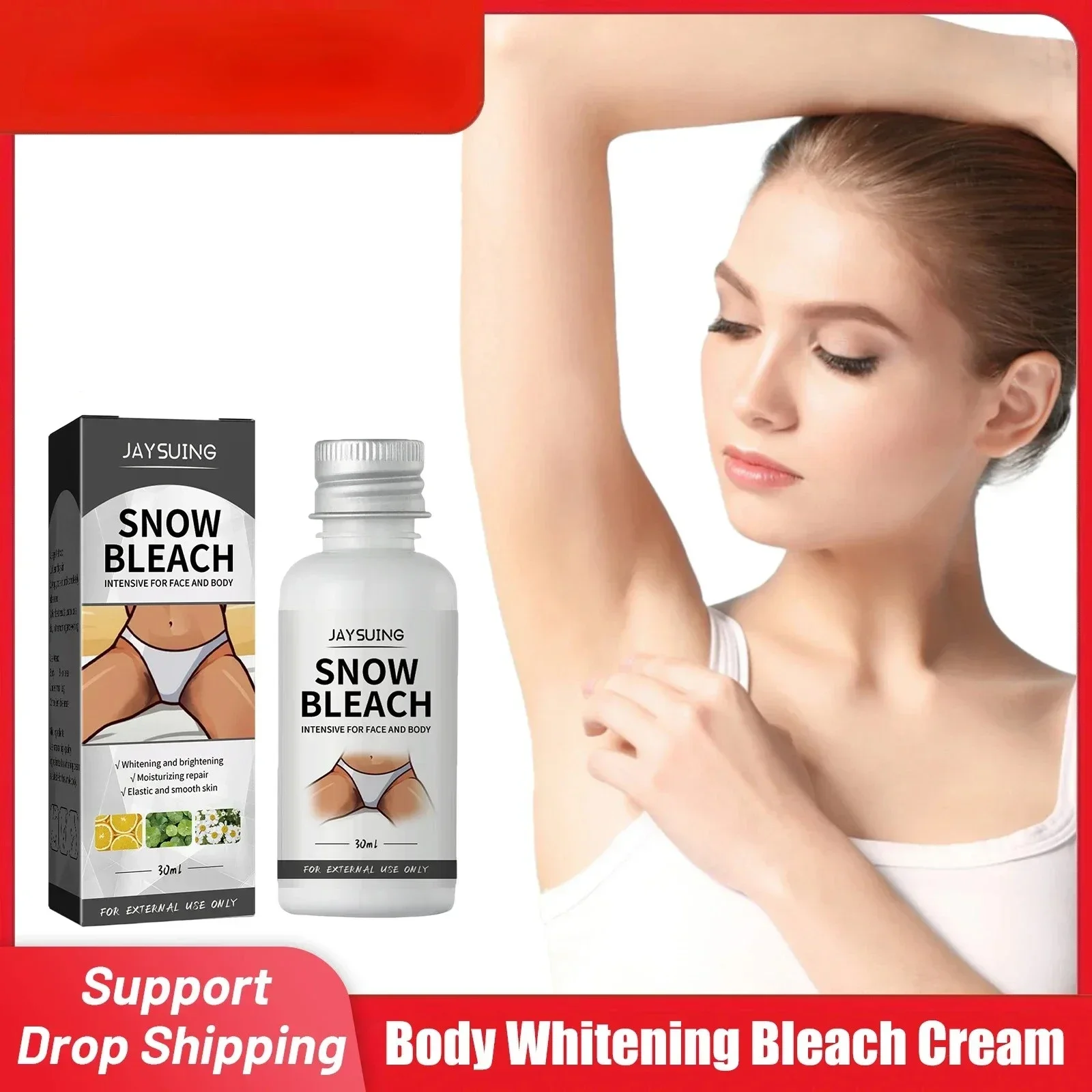 Body Whitening Bleach Cream Brighten Underarm Elbow Knees Joint Removal Intimate Parts Dark Spots Melanin Snow Bleach Cream 30ml