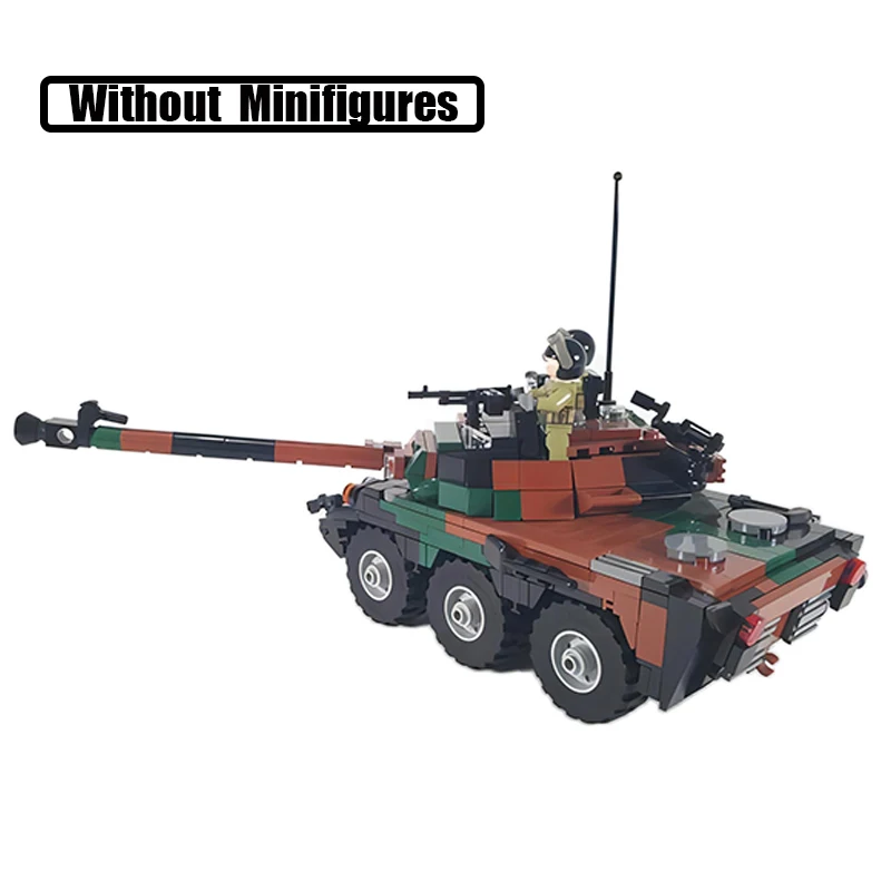 Modern French Reconnaissance Tank AMX 10 Fire Support Armored Vehicle Building Block Assembly MIlitary Weapon Model Bricks Toys