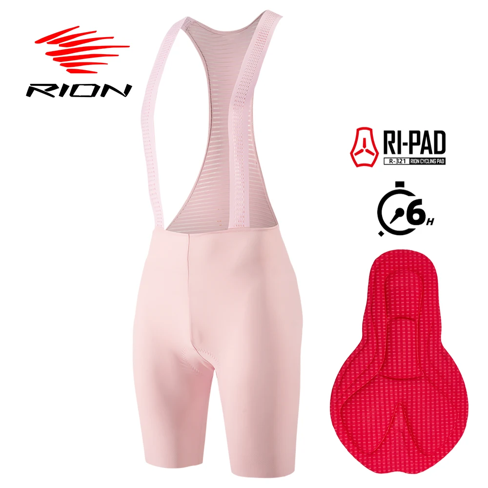 

RION Cycling Bib Shorts Bike Tights For Women MTB Mountain Bike Performance 6 Hours Pad Female Pink Breathable Outdoors Sports