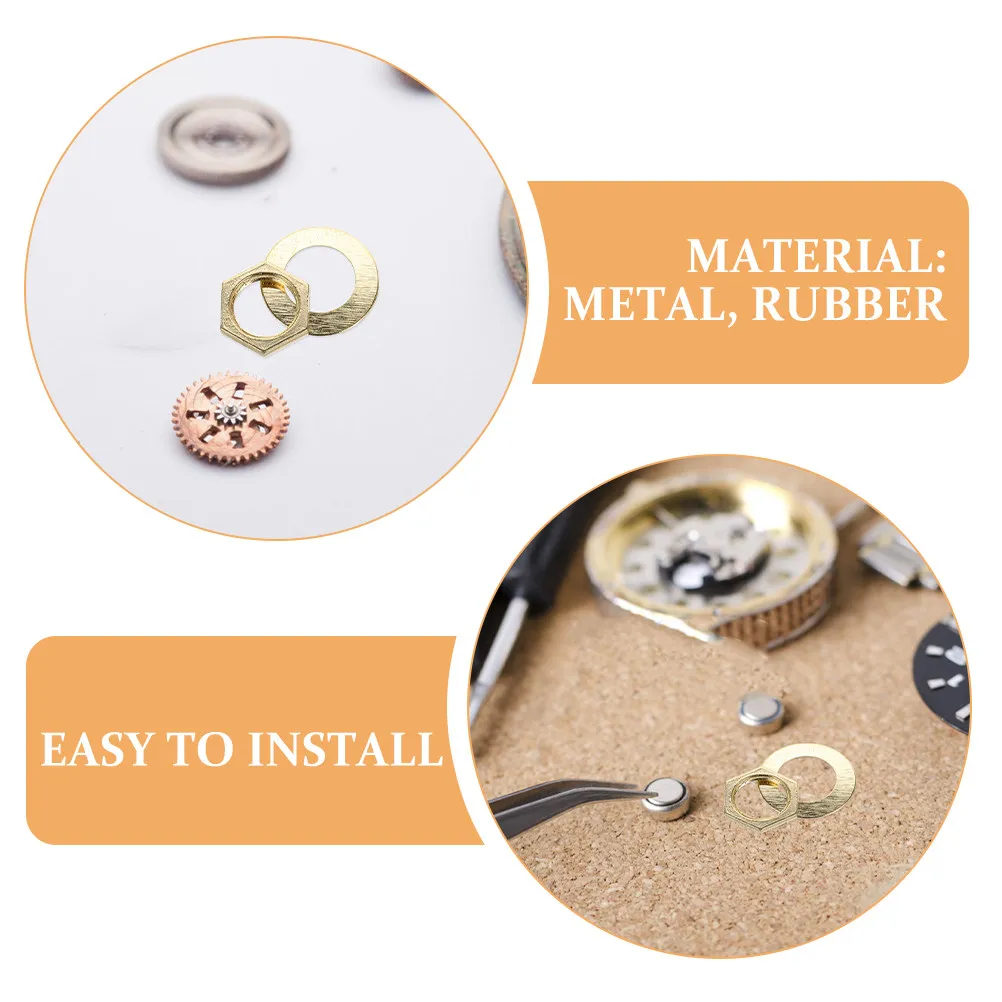 10Sets Clock Fittings Quartz Nut Washer Set DIY Repair Replacement Quartz Mechanism Fixing Parts Kit Mechanism Fittings