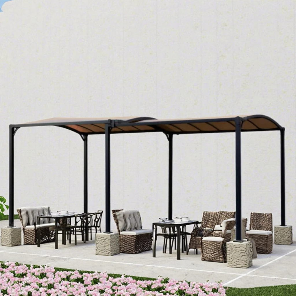 

Усиленная ПВХ-пергола-беседка с поликарбонатным верхом и шторами, водонепроницаемая, для улицы, с возможностью расширения, для двора, простая сборка
