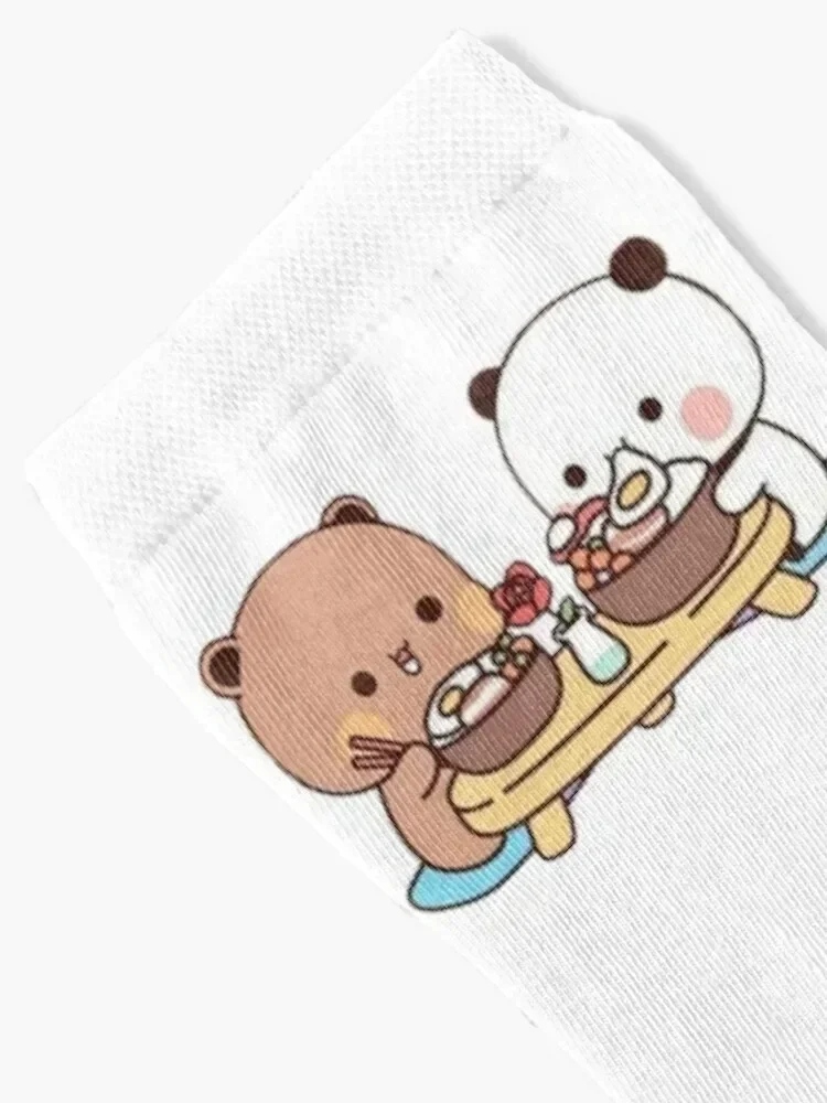 panda and brownie bear enjoying lunch Socks crazy floral Stockings compression Luxury Woman Socks Men's