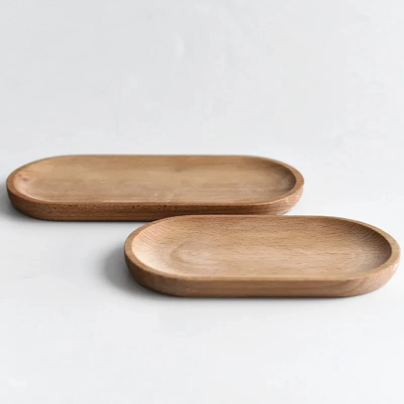 Oval Wooden Tea Tray Serving Table Plate Snacks Food Storage Dish For Tray Fruit Dishes Saucer Dessert Serving Pan Tray