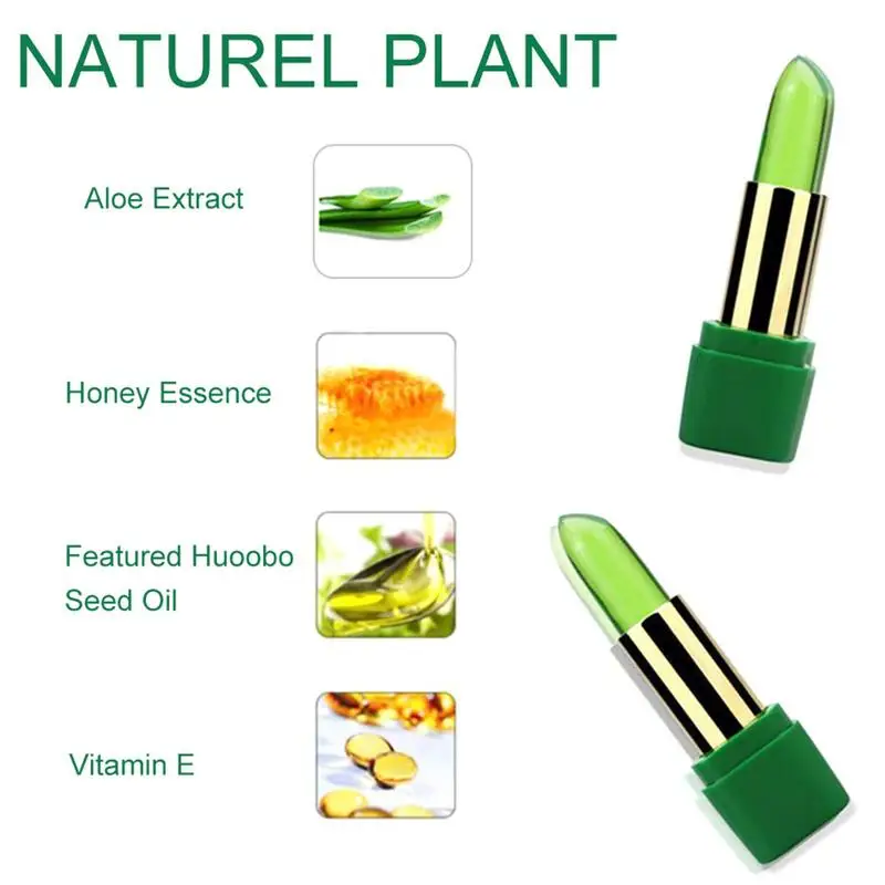 Aloe batom temperatura mudança de cor inverno hidratante bálsamo labial natural puro planta duradoura geléia batom