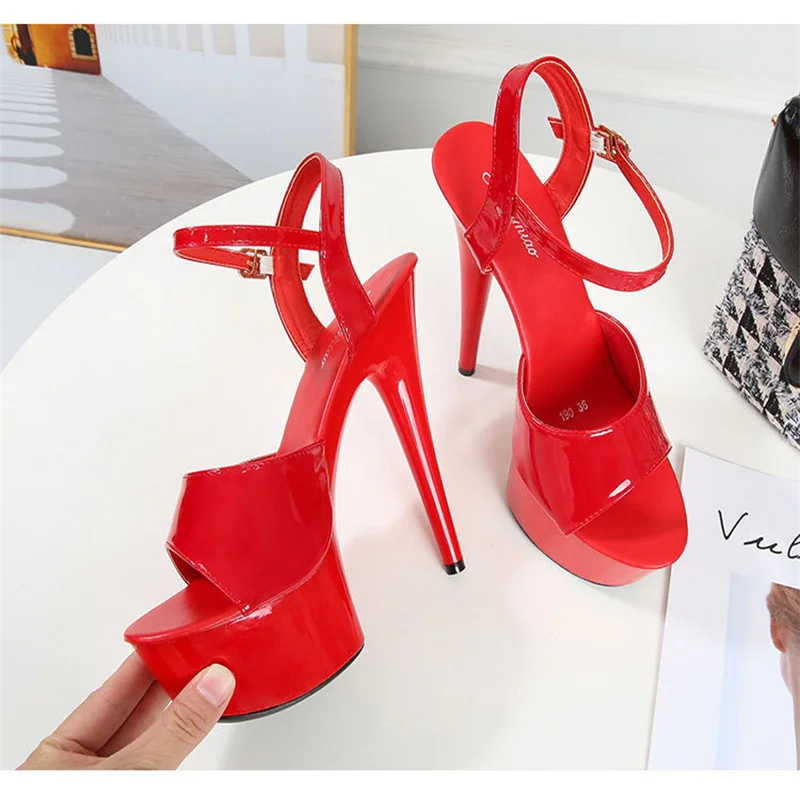 

15cm Pole Dance Shoes Stripper High Heels Women's Sexy Show Shoes Sandals Party Club Platform High-heeled Wedding Footwear