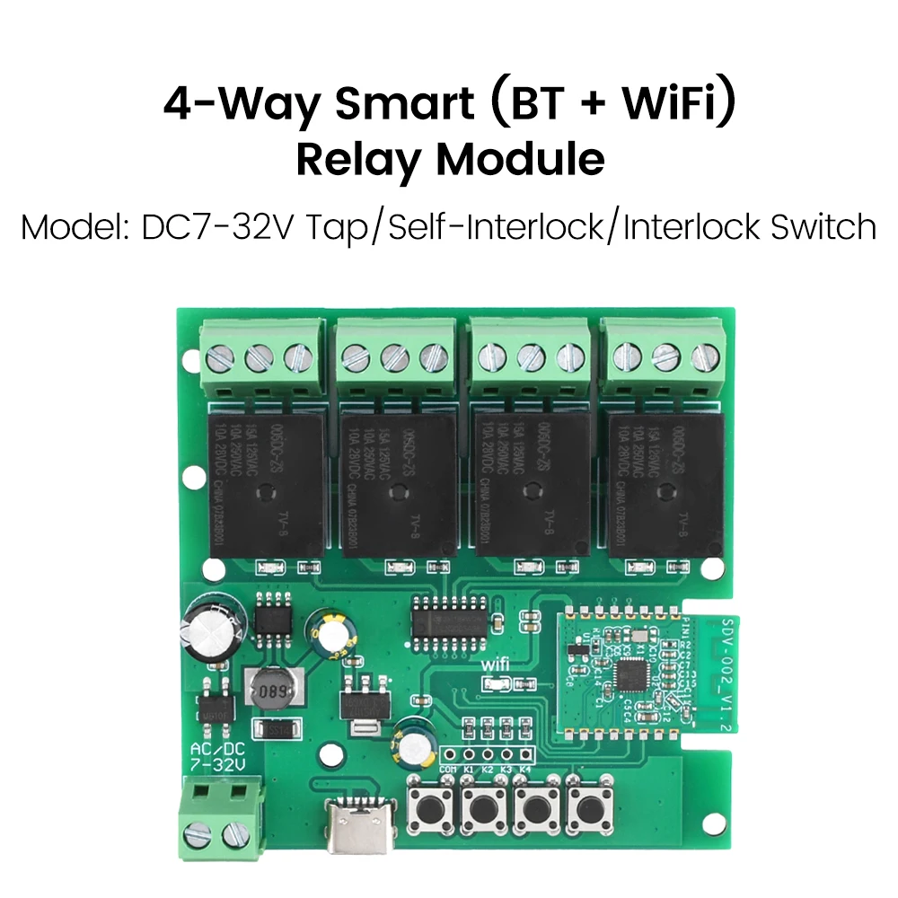 Ewelink app tipo - C 7 - 32v punto de bloqueo inalámbrico interruptor inteligente para el hogar 4 - way 2 Bluetooth WiFi Relay Switch módulo