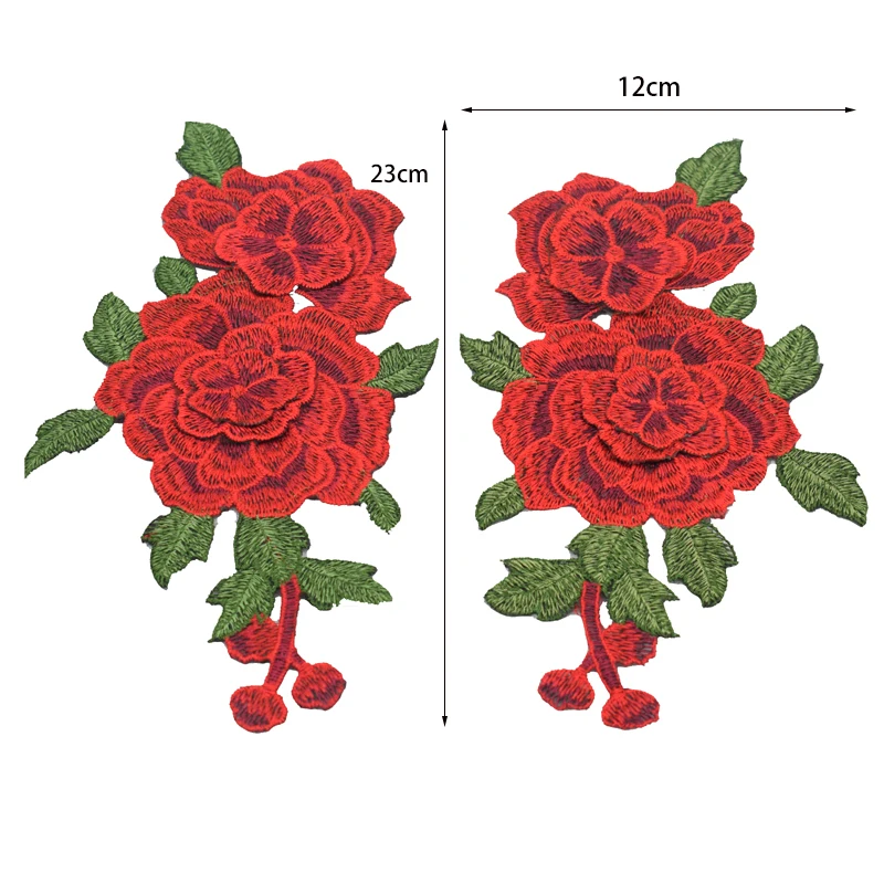 1 Paar auf Patches aus Stoff für Kleidung, mehrfarbig, Rosenblüten-Stickerei-Patch, Applikationen, Nähen, Reparatur für Kleidung – Detail 9