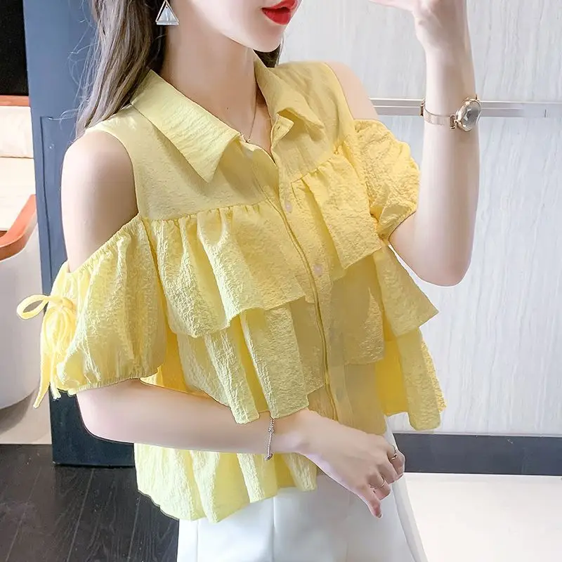 2024 New Fashion Solid Color Off Shoulder Tops Ladies Korean Short Sleeve Women\'s Clothing Summer All-match White Sexy T-Shirts