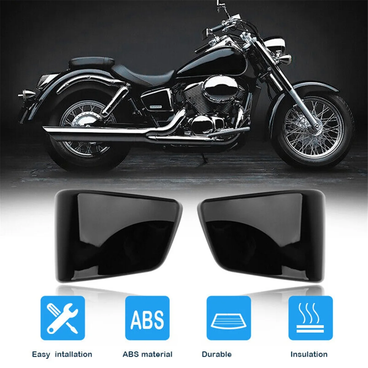 Black Battery Side Fairing Covers Fit for 1997-2003 Honda Shadow ACE VT750 VT400