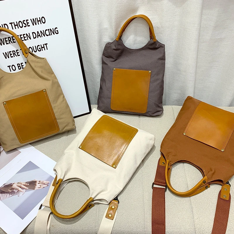 Retro patchwork style business bag handbag for women, convenient shopping bag, large capacity bag, cross-border shoulder bag