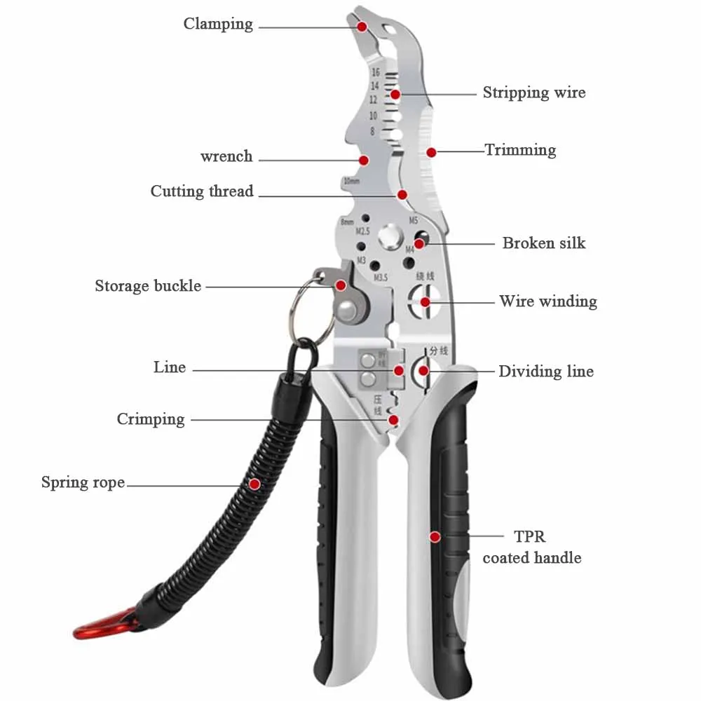 Multi-Purpose Electrical Wire Stripper Portable Cable Wire Crimping Pliers For Home Decoration