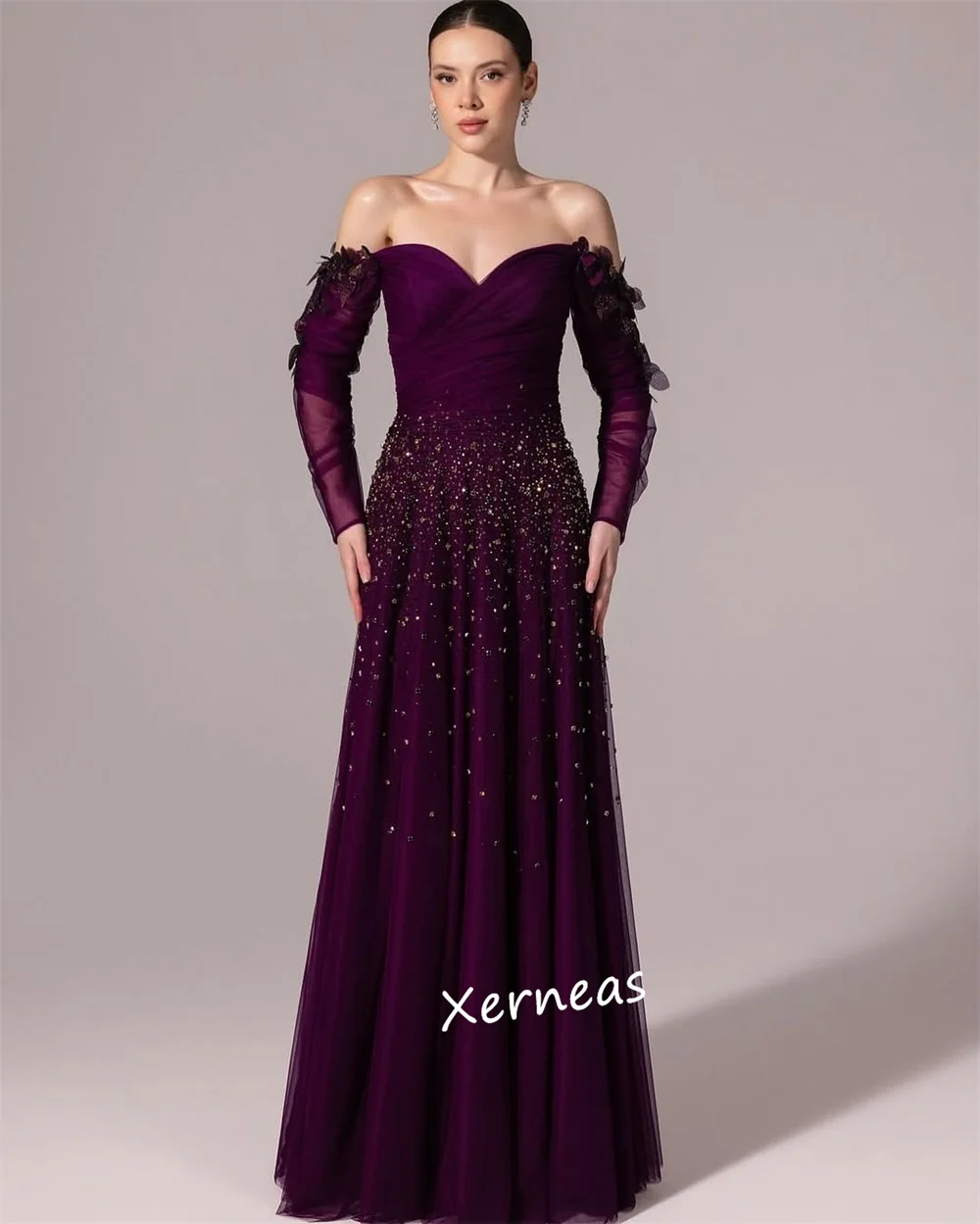 فساتين طويلة مخصصة مزينة بالترتر خارج الكتف على شكل حرف a للنساء فساتين سهرة فاخرة مناسبة مخصصة لامعة أنيقة