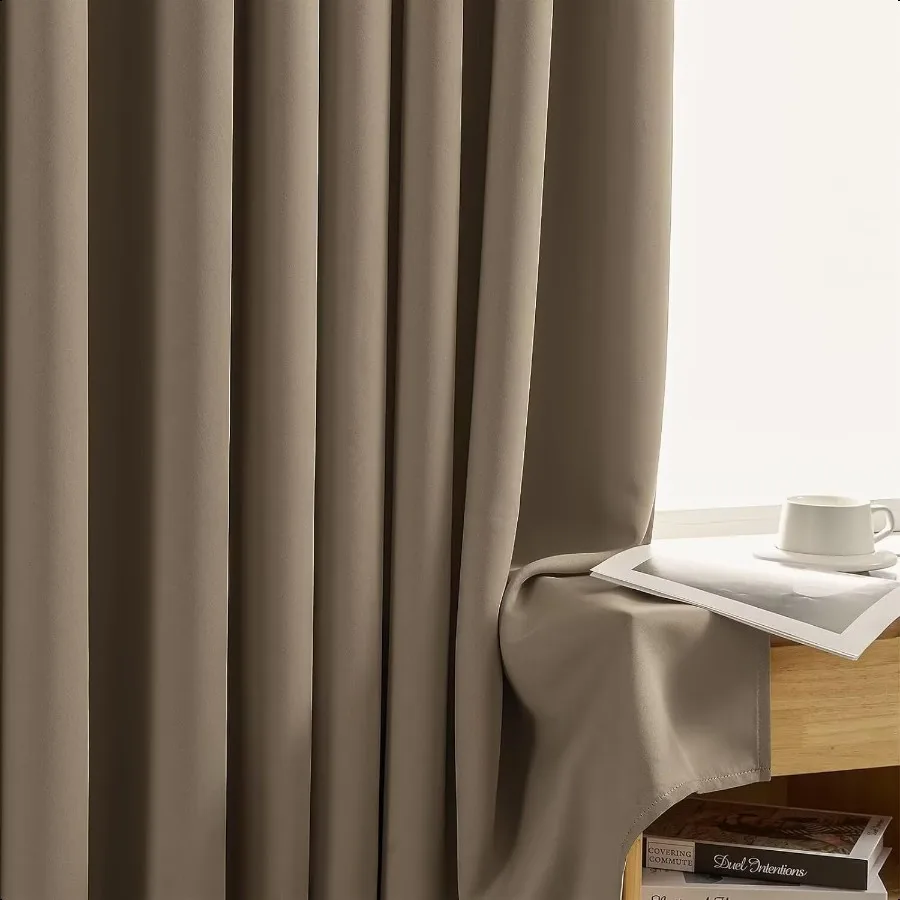 Rideaux occultants pour chambre à coucher, 84 pouces de Long, 2 panneaux, isolation thermique, assombrissant, avec œillets, pour fenêtre douce