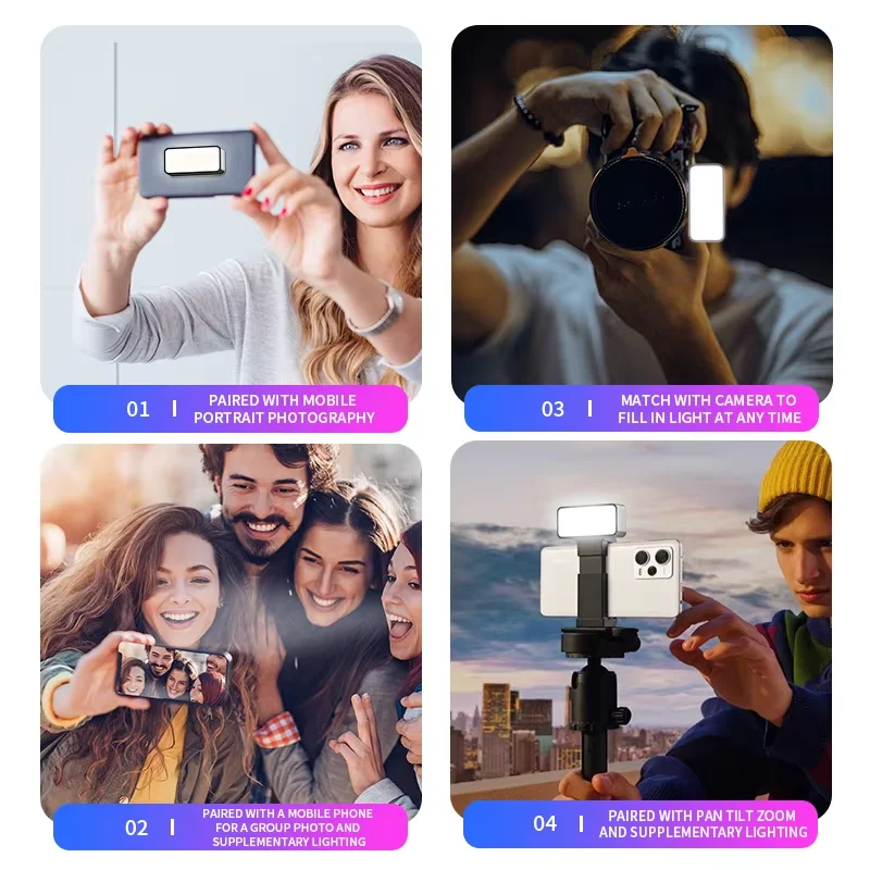 NEW Magnetic Portable Mini Selfie Fill Light Adjustable Lighting Rechargeable Portable Led Video Light For Tiktok Camera Mobile