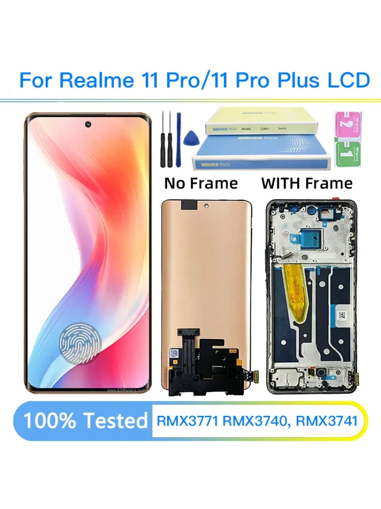 6.7-calowy wyświetlacz AMOLED do Realme 11 Pro+ Plus RMX3740, ekran LCD z ramką, ekran dotykowy, digitizer do Realme11Pro RMX3771 — zdjęcie produktu 6
