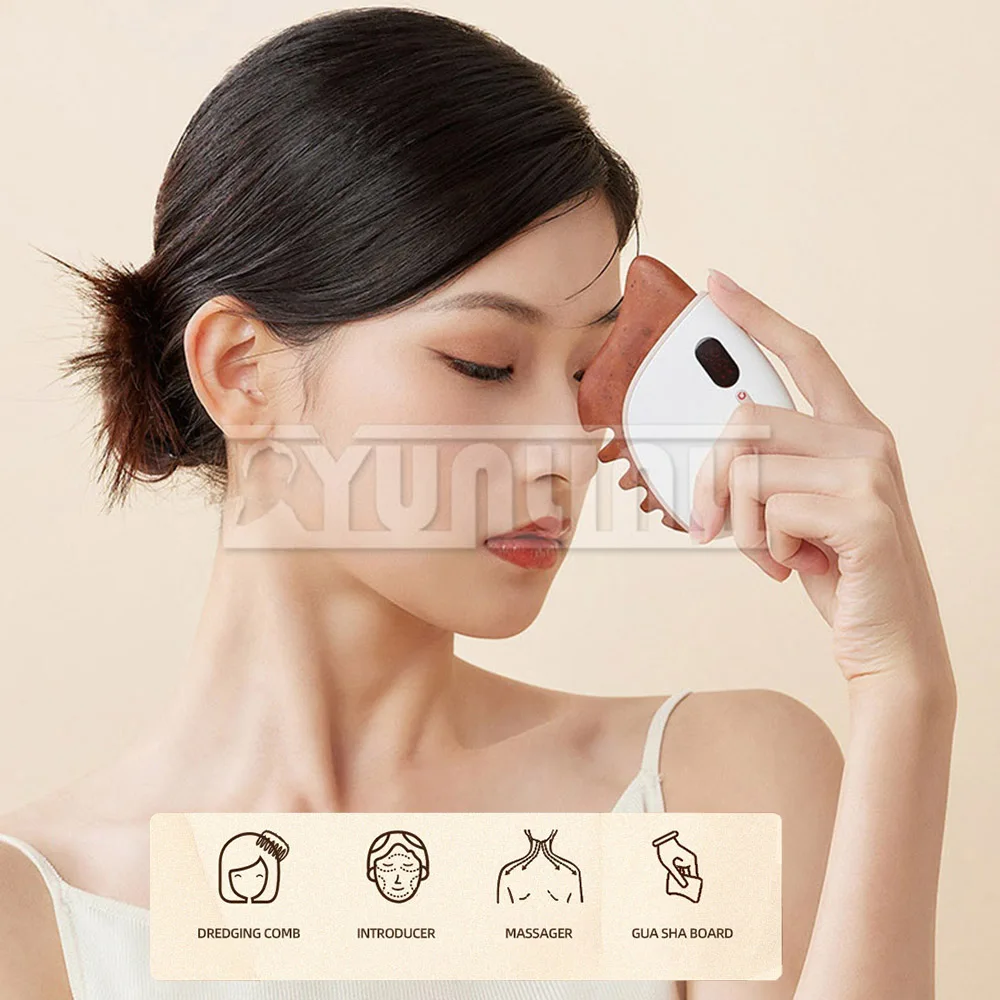 Electric Scraping Board Stone Gua Sha Scraper Hot Compress Facial Lifting Relaxation Device Massage Vibration