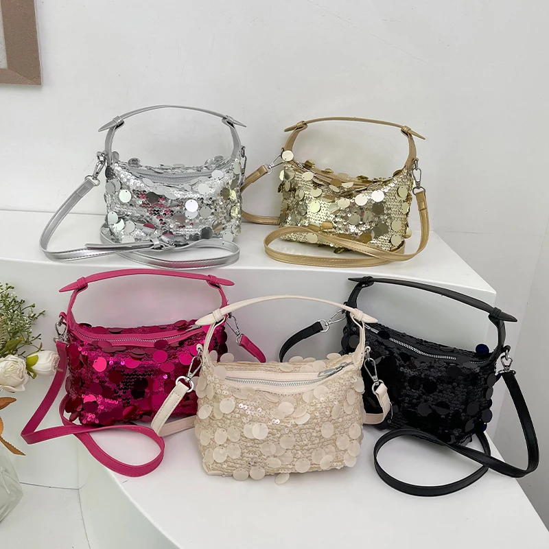 2024 Luxury Sequined Handbags Clutches Fashion Mini Bucket Crossbody Bags For Women Brand Shoulder Bags Female Sac A Main New