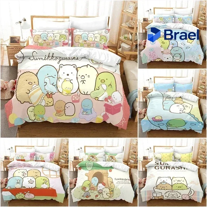 Exquisite 3D Printed Sumikko Gurashi Pattern Comforter Cover With Pillow Cover Bedding Set Single Double Twin Full Queen King Si