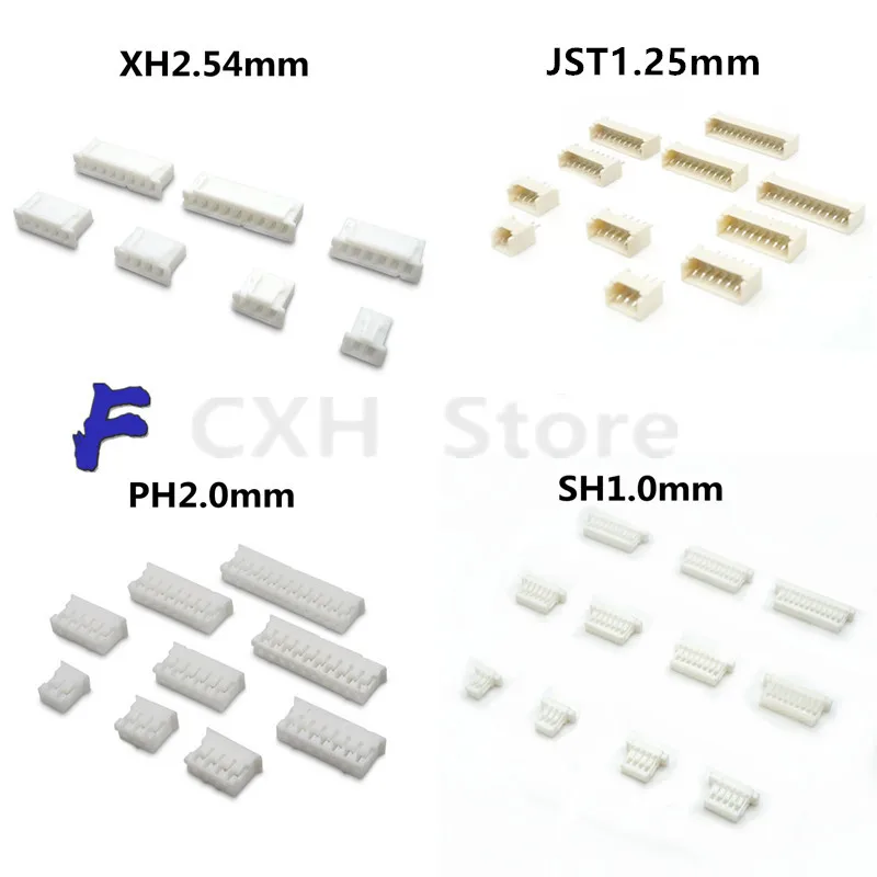 50pcs SH 1.0 JST 1.25 PH 2.0 XH 2.54 mm Pitch Connector 2/3/4/5/6/7/8/9/10/11/12/13/14/15/16P Pin Housing Shell