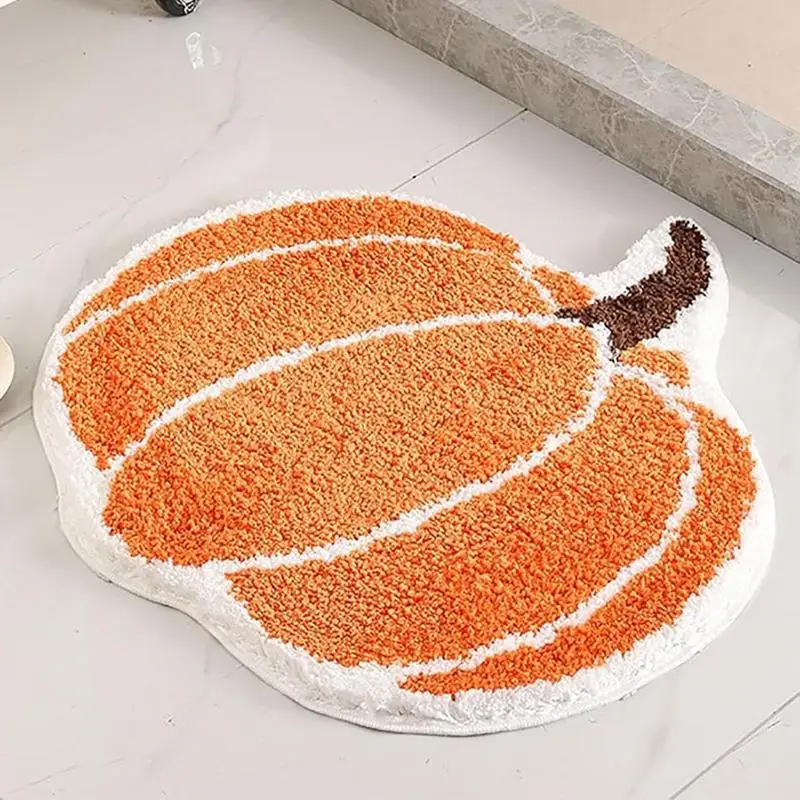 

24 x 24 Inch Pumpkin Bathroom Mat Non-Slip Shower Mat Absorbent Bathroom Mat Bathtub Mat for Bathroom Floor Tub and Shower