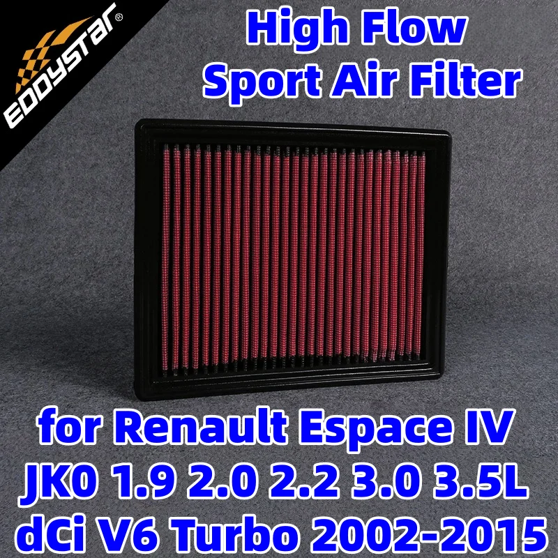 

Спортивный воздушный фильтр с высоким расходом для Renault Espace IV JK0 1.9 2.0 2.2 3.0 3.5L dCi V6 Turbo 2002-2015, моющиеся гоночные впускные фильтры
