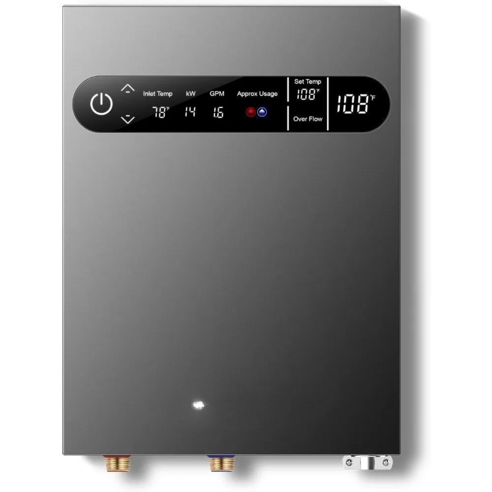 14kW Tankless Electric Water Heater,on Demand Instant Endless Water Heater with  Temperature Display for Whole House Shower