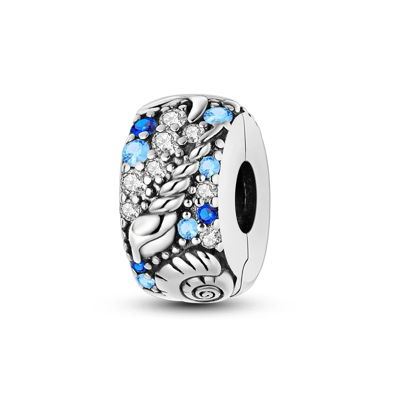 925 Sterling Silber Blaue Charms Walhai Meeresschildkröte Delfin Seepferdchen Anhänger Perle Passend für Original Armreif Armband Charms Schmuck