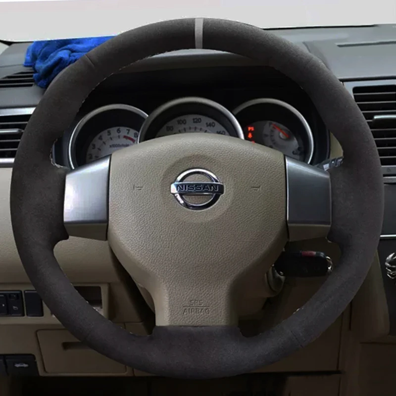 

Car Steering Wheel Cover Soft Suede For Nissan Tiida 2004-2010 Versa 2007-2011 Sylphy 2006-2011 DIY Steering-Wheel Cover Wrap