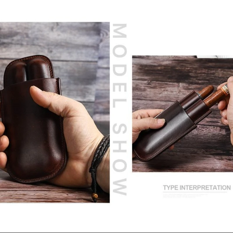 

Премиальный двухфункциональный удобный хьюмидор для сигар, чехол для сигар из натуральной кожи, универсальный футляр для хранения и защиты сигар