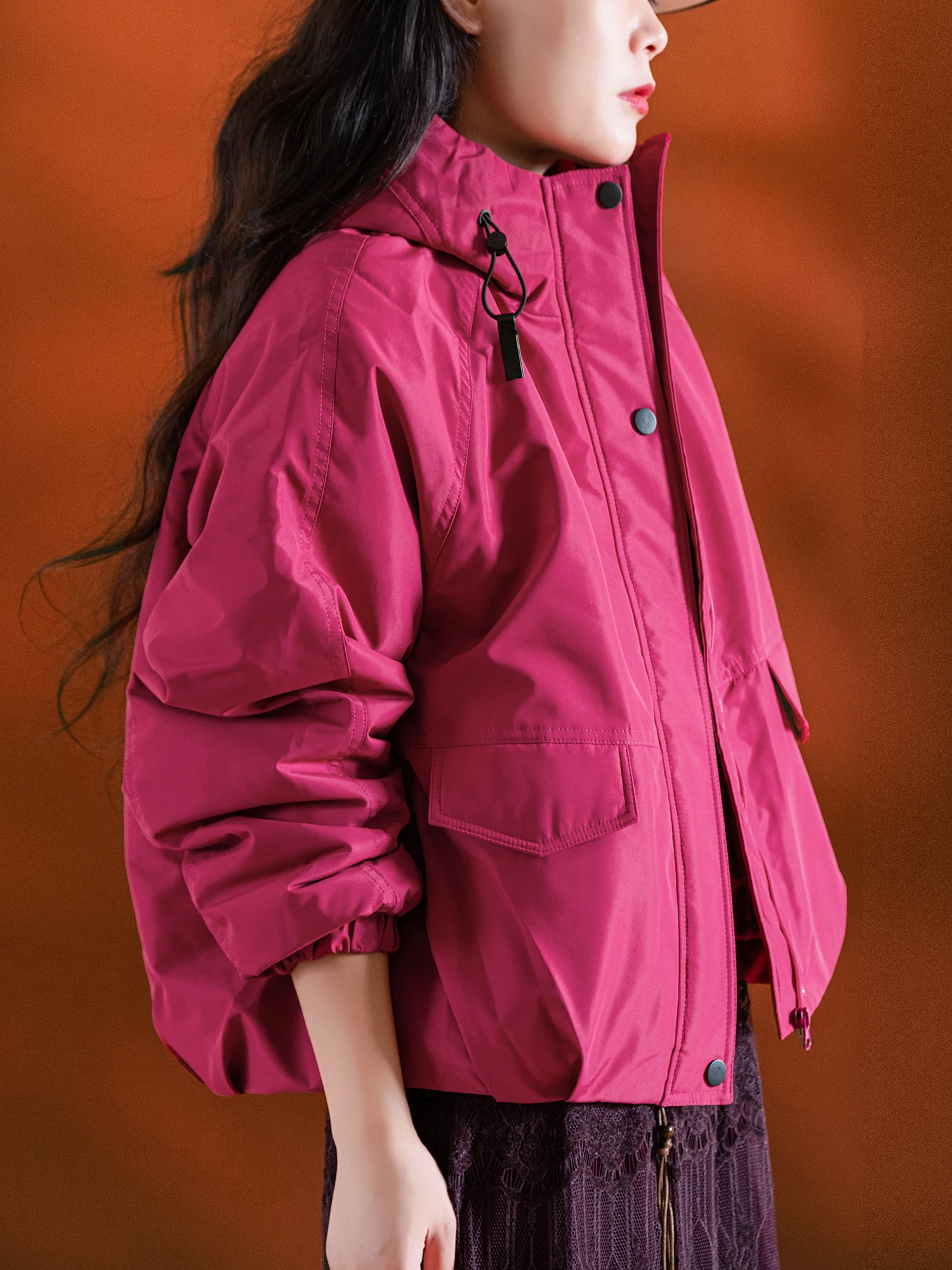 

Свободное женское теплое хлопковое пальто с защитой от ветра и капюшоном, моющееся весенне-осенне-зимнее пальто