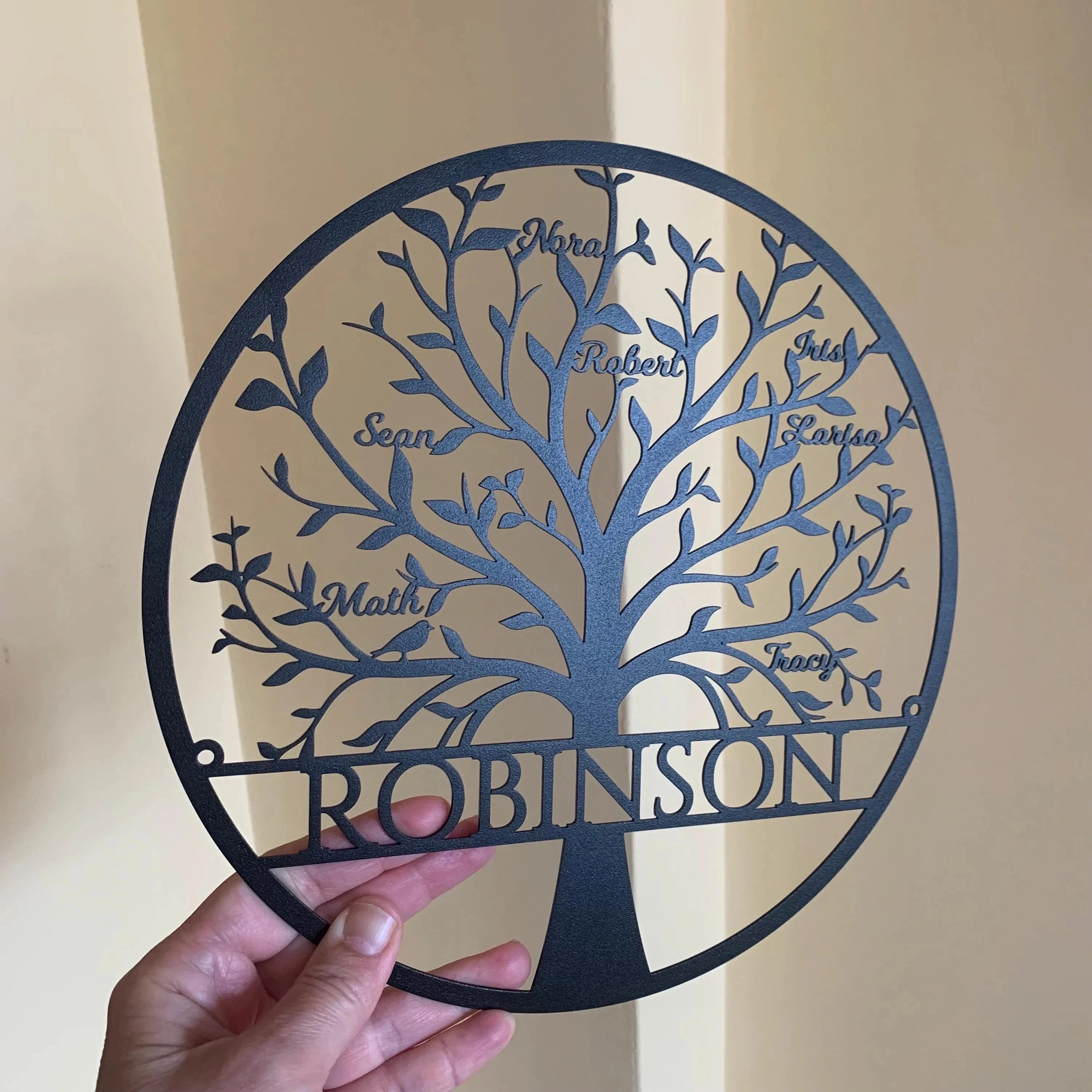 Personalized Family Tree Metal Sign with Custom Names for Anniversary Gift