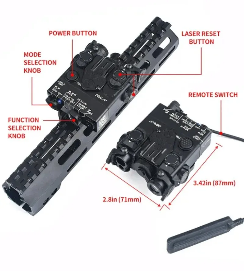 Imagem -05 - Dual Beam Sight Lanterna Vermelho Ponto Verde ir Laser Strobe Tático com o Objetivo Airsoftgunsweaponar 15 Rifle Light Dbal-a2