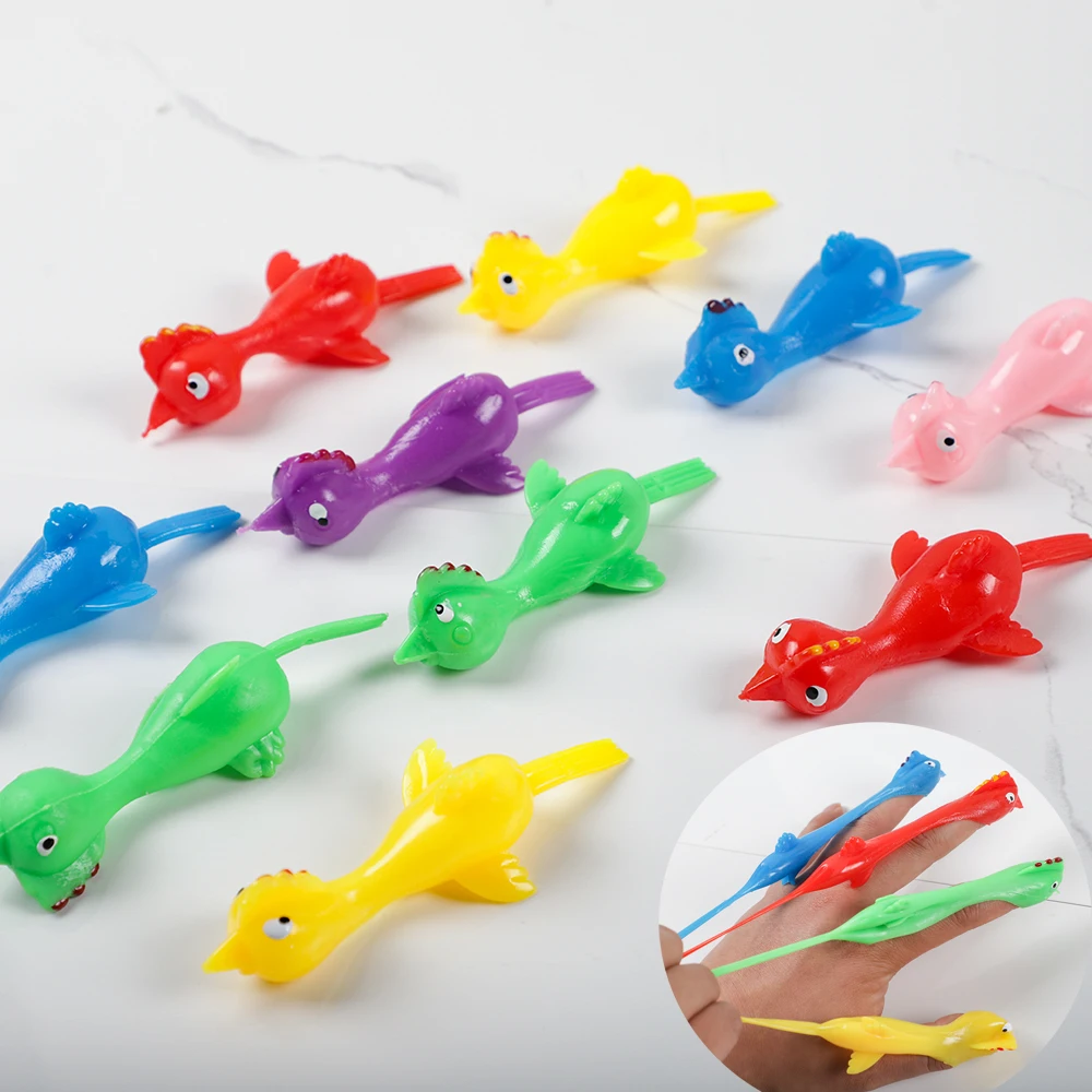 15Pcs Colorful Catapult Launch Turkey Flying Finger Birds Toys for Kids Birthday Party Favors Classroom Rewards Pinata Fillers