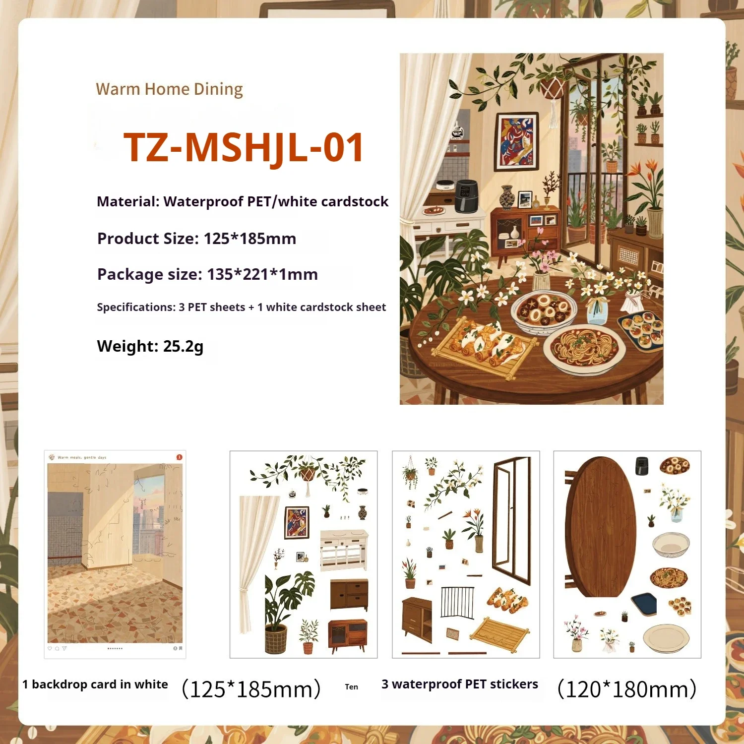 JIANWU Vintage Bloem Leven Picknick Potplant Landschapsmateriaal Collage Scrapbooking PET Sticker Creatief Dagboek Kantoorartikelen