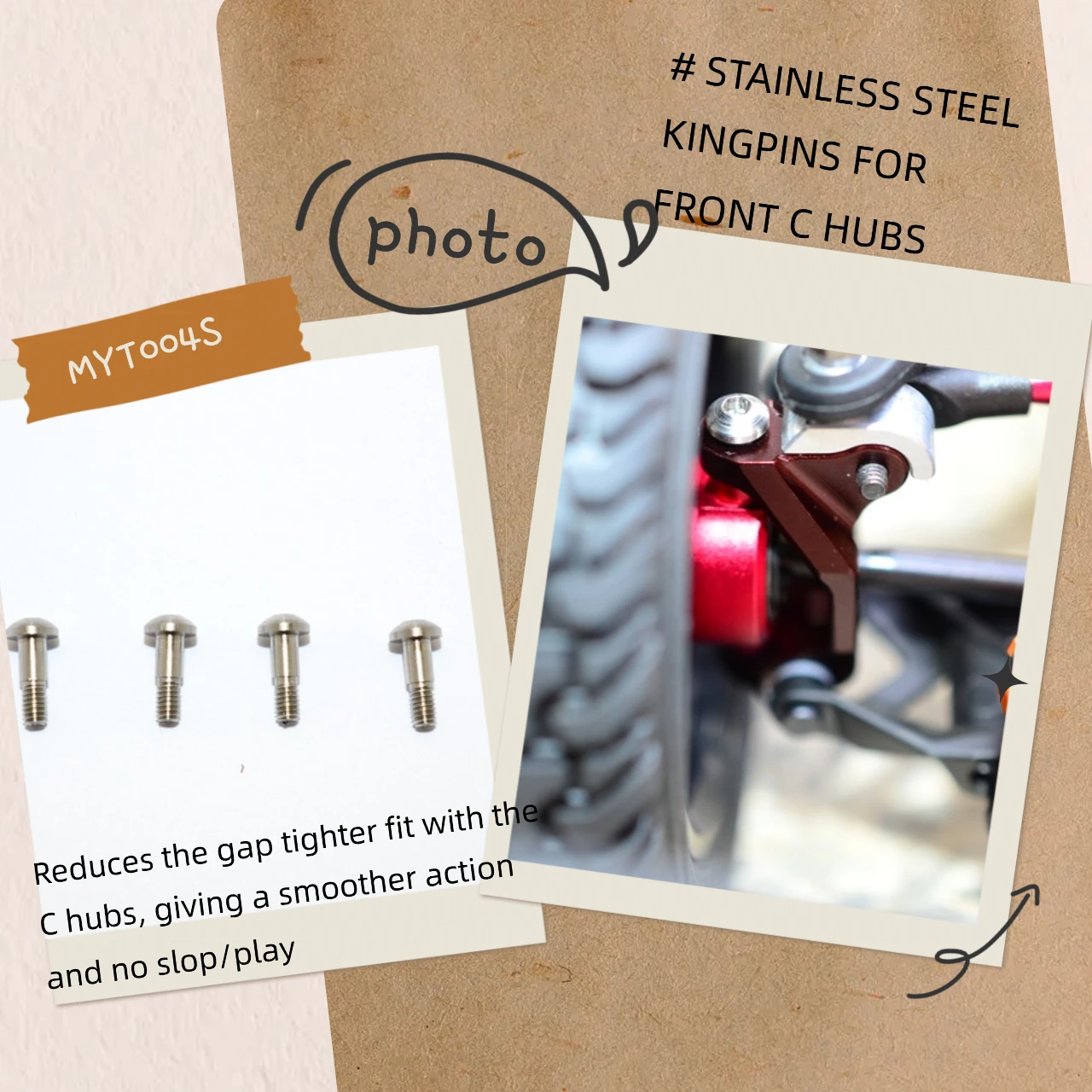 

Stainless Steel Kingpins For Front C Hubs For AXIAL 1/18 Yeti Jr Score Trophy Truck