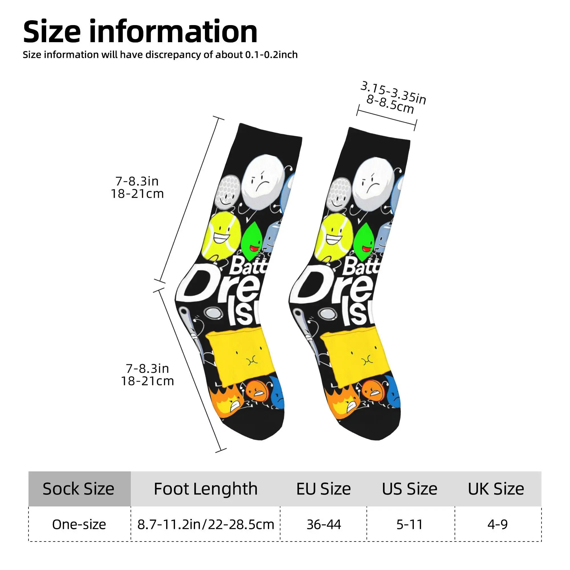 Battle for Dream Island Socks Harajuku Sweat Absorbing Stockings All Season Long Socks Accessories for Unisex Christmas Gifts