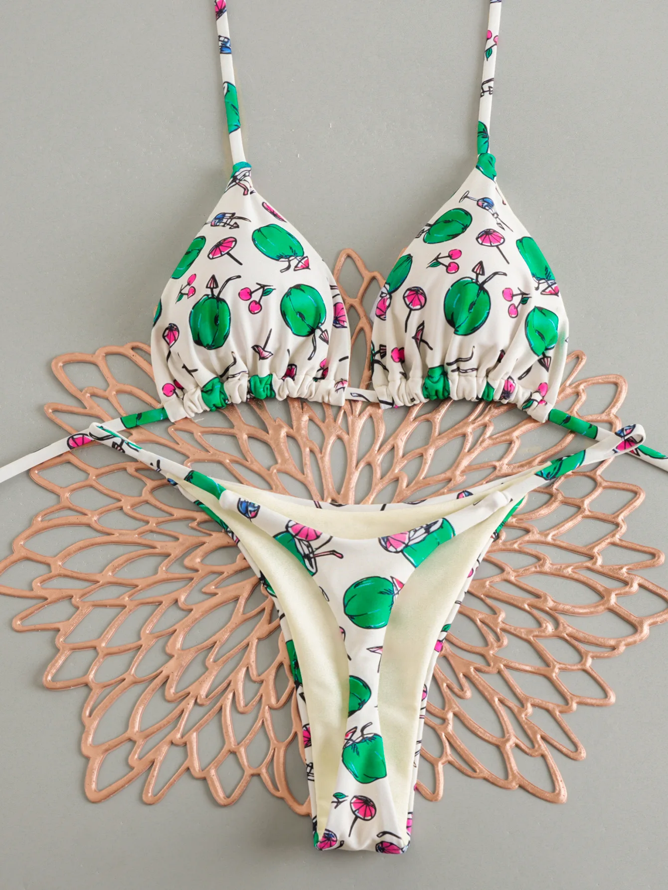 2026 Printed Thong Bikinis Padded Trikini Swimsuit Women Sexy Brazilian Swimwear Female Bathers Bathing Swimming Swim Suit Beach view 5