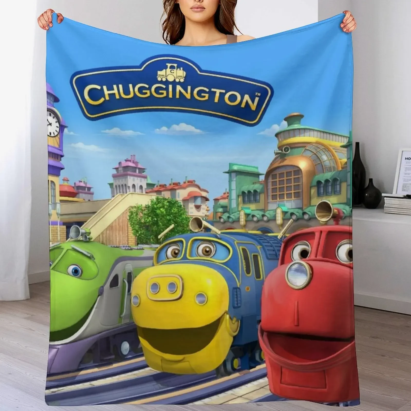 

Chuggington Background Throw Blanket Winter beds Flannel Fabric Summer Decorative Beds Blankets
