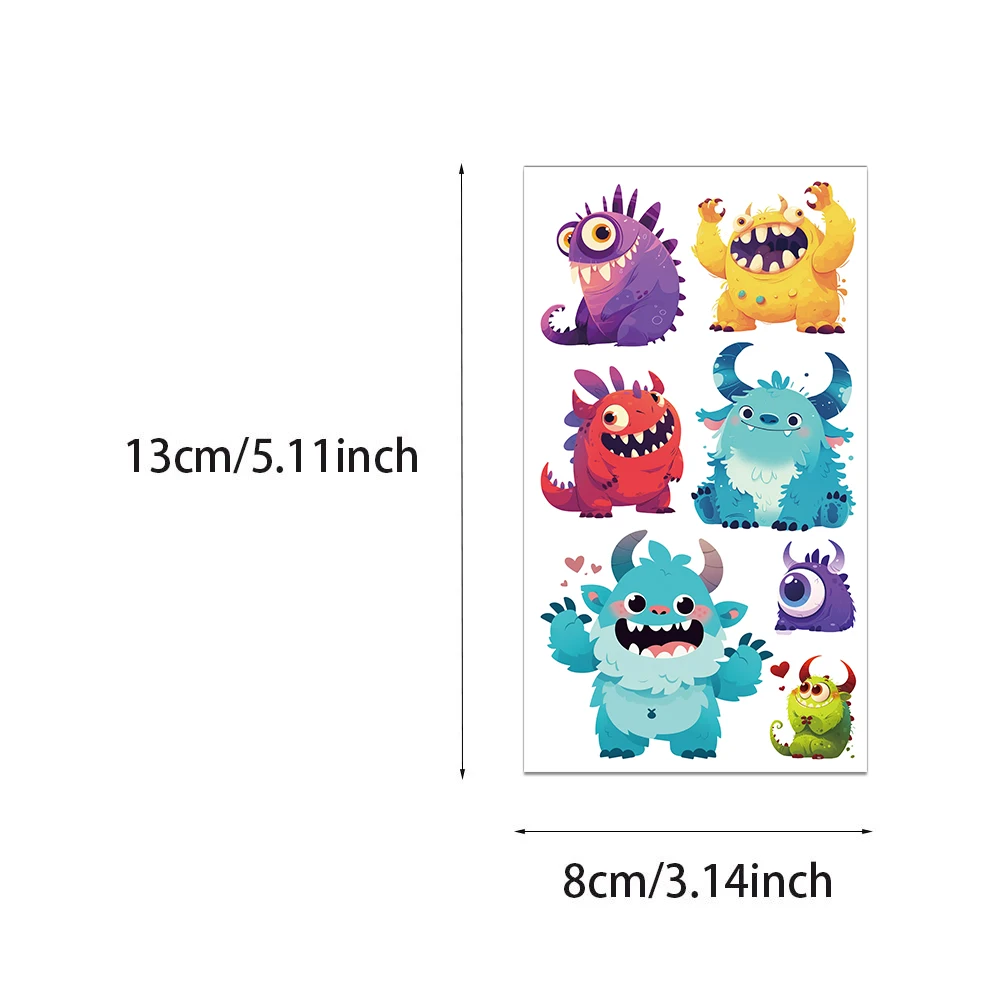 10 peças adesivos de tatuagem de monstro criativo, simples, à prova d'água, durável, presentes traseiros, adesivos de festa, decoração